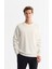 Erkek Ekru Bisiklet Yaka Pamuklu Baskılı Elastan Sweatshirt A42y1227 1