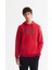Erkek Kırmızı Kapüşonlu Pamuklu Baskılı Elastan Sweatshirt A42Y1322 1