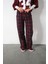 Ekoseli Flanel Yüksek Bel Pijama Altı Rahat Kesim Geniş Paça Pamuklu Kadın Pantolon 3