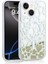 Apple iPhone 15 Uyumlu Kılıf Mossa Simli Baskılı Gold 1