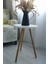 Tekli Yan Sehpa Çiçeklik Saksılık Standı Dekoratif Yan Sehpa Seti Ahşap Ayaklı (33 cm Çap) 4