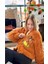 El Örgüsü Pumpkin Baskılı Puffy Polar Chunky Hırka Turuncu / Standart 2