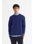 Erkek Saks Bisiklet Yaka Pamuklu Baskılı Elastan Sweatshirt A42y1227 1