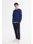 Erkek Saks Bisiklet Yaka Pamuklu Baskılı Elastan Sweatshirt A42y1227 5