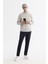 Erkek Gri Bisiklet Yaka Baskılı Elastan Regular Fit Sweatshirt A42Y1335 4
