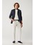 Erkek Kırık Beyaz Klasik Bel Armürlü Karışımlı 5 Cep Perge Slim Fit Pantolon A41Y3071 1