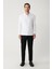 Erkek Beyaz Polo Yaka Pamuklu Basic Slim Fit Sweatshirt B001080 5