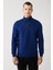 Erkek Saks Dik Yaka Fermuarlı 3 İplik Şardonlu Regular Fit Sweatshirt E001020 2