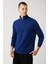 Erkek Saks Dik Yaka Fermuarlı 3 İplik Şardonlu Regular Fit Sweatshirt E001020 6