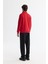 Erkek Kırmızı Dik Yaka Fermuarlı 3 İplik Şardonlu Regular Fit Sweatshirt E001020 4