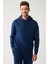 Erkek Indigo Kapüşonlu 3 Iplik Şardonlu Sweatshirt A32y1190 1