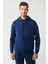 Erkek Indigo Kapüşonlu 3 Iplik Şardonlu Sweatshirt A32y1190 3
