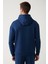 Erkek Indigo Kapüşonlu 3 Iplik Şardonlu Sweatshirt A32y1190 4