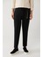 Erkek Siyah Beli Lastikli %100 Keten Pantolon B003032 3