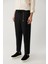 Erkek Siyah Beli Lastikli %100 Keten Pantolon B003032 4