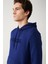 Erkek Saks Kapüşonlu 3 Iplik Şardonlu Kanguru Cepli Sweatshirt A32y1193 2