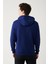 Erkek Saks Kapüşonlu 3 Iplik Şardonlu Kanguru Cepli Sweatshirt A32y1193 4