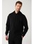 Erkek Siyah Kapüşonlu 3 Iplik Şardonlu Sweatshirt A32y1190 1