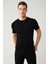 Erkek Siyah Bisiklet Yaka Rayon Dokulu Triko T-shirt A41y5099 1