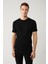 Erkek Siyah Bisiklet Yaka Rayon Dokulu Triko T-shirt A41y5099 3
