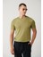 Erkek Haki Bisiklet Yaka Garment Dyed T-shirt A41y5074 1