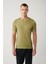 Erkek Haki Bisiklet Yaka Garment Dyed T-shirt A41y5074 3