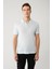 Erkek Açık Mavi 3 Düğmeli Garment Dyed Polo Yaka Triko T-shirt A41y5067 3
