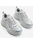 Kadın Sneaker Kalın Taban Bağcıklı Spor Ayakkabı Pizen Gümüş 5