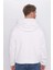 Erkek Beyaz Kapüşonlu Kanguru Cepli Üç Iplik Şardonlu Sweatshirt 4