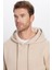 Erkek Taş Kapüşonlu Kanguru Cepli Üç Iplik Şardonlu Sweatshirt 4