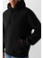 Erkek Siyah Kapüşonlu Kanguru Cepli Üç Iplik Şardonlu Sweatshirt 3