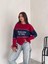 Yazı Detaylı Renk Bloklu Bisiklet Yaka 3 Iplik Sweatshirt 1