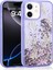 Apple iPhone 11 Uyumlu Kılıf Gliss Kelebek Baskılı Sıvı Simli Mor + Ekran Koruyucu 1