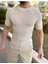 Örme Triko Tişört Kısa Kollu Pamuklu Triko Slim Fit Dar Kesim T-Shirt 1