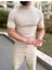 Tişört Nefes Alabilen Fitilli Yarım Yaka Terletmez Slim Fit Dar Kesim T-Shirt 4
