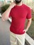 Örme Triko Tişört Kısa Kollu Pamuklu Triko Slim Fit Dar Kesim T-Shirt 2
