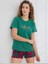 Compact Penye Kısa Kollu Kadın Yeşil Şortlu Pijama Takımı 1