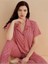 Yumuşak Dokulu Milan Kumaş Kadın Önden Düğmeli Kırmızı Çizgili Pijama Takımı 1