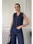Denim Crop Yelek- Mavi 1