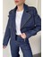 Fermuar Detay Tasarım Denim Ceket- Mavi 3