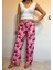 Çiçek Desenli Pembe Pantolon -Plazzo Pantolon 1