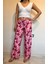 Çiçek Desenli Pembe Pantolon -Plazzo Pantolon 2