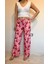 Çiçek Desenli Pembe Pantolon -Plazzo Pantolon 3