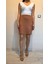 Kadın Sütlü Kahve Renk Mini Etek -Kalem Etek 4