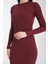 Kadın Bordo Midi Boy Balıkçı Yaka Uzun Kollu Basic Elbise 4