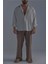Erkek Linen Basic Oversize Gömlek Bej 2