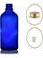 50 ml Mavi Şişe, Sarı Metal Düz Kapaklı, 12 Adet, Cam Şişe, Kozmetik Şişesi 1
