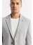 Erkek Gri Mono Yaka Viskon Karışımlı Hafif Bi-Stretch Blazer Comfort Slim Fit Ceket A51Y4001 2