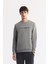 Erkek Gri Bisiklet Yaka Baskılı Bi Stretch Interlok Sweatshirt A51y1208 1
