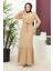 Lara Kumaş Bağlamalı Elbise - Vizon / E0124 1